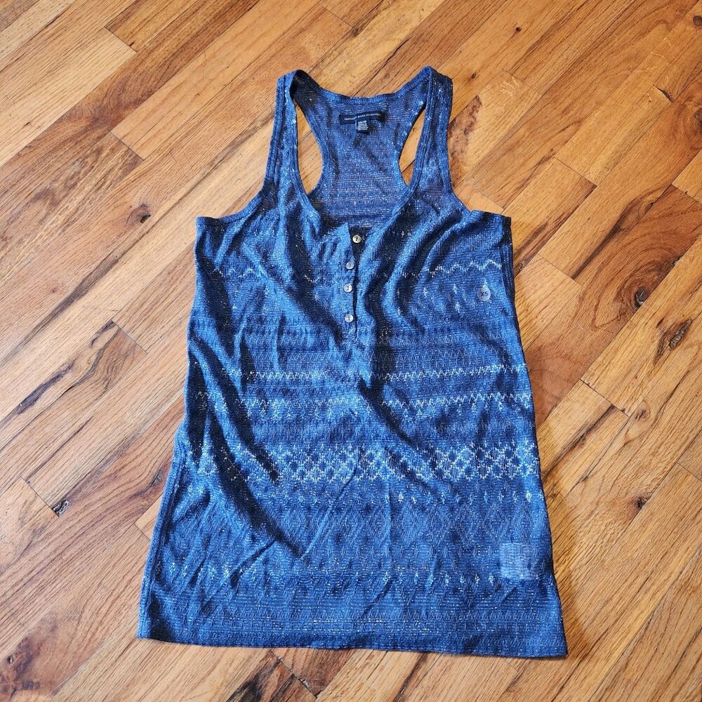 American Eagle Outfitters XS Shimmer Racerback Tank Top With Button Front In Met